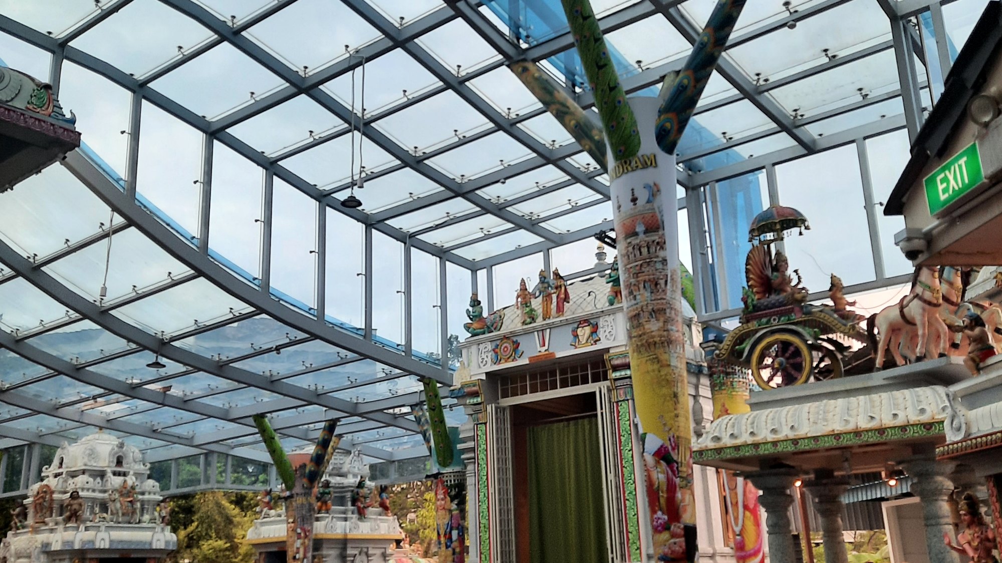 Temple courtyard beneath a new glazed canopy, Singapore